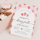 Berry First Birthday Invitation | Strawberry<br><div class="desc">Berry First Birthday Invitation.
Ready to be personalised by you!</div>