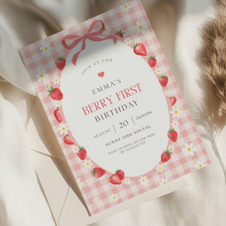 Berry First Birthday Invitation Strawberry Birthda