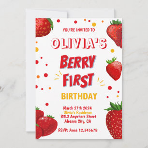 Berry First Birthday Invitation Strawberry Party