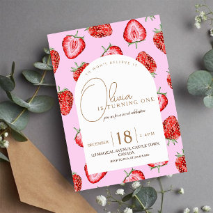 Berry First Birthday Invitation Watercolor