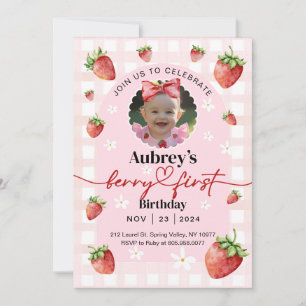 Berry First Birthday Invitation with Photo