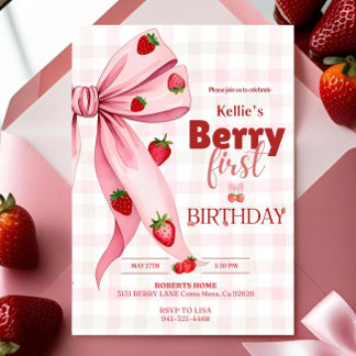 Berry First Birthday Invite Strawberry Birthday 1