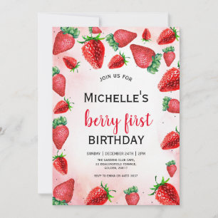 Berry First Birthday Invite, Strawberry Birthday Invitation
