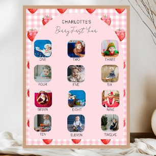 Berry First Birthday Milestone 1st Birthday Party Poster
