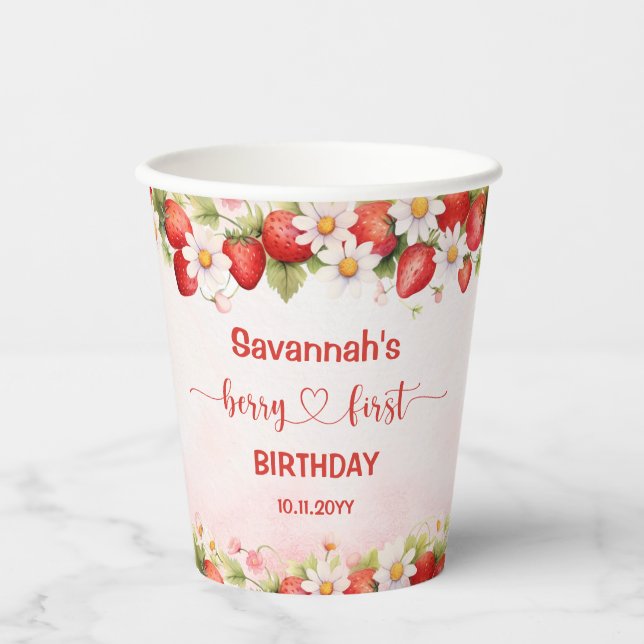 Berry First Birthday Paper Cups (Front)