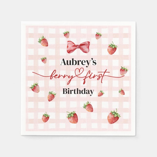 Berry First Birthday Paper Napkin (Front)