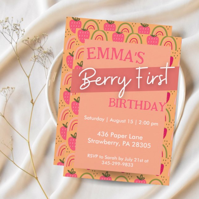 Berry First Birthday Party, First Birthday Invitation (Creator Uploaded)