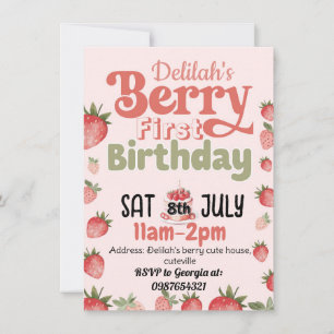 Berry first birthday party invitation