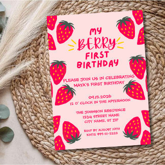 Berry First Birthday Party Invitation