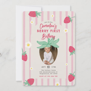 Berry First Birthday Party Invitation with Photo