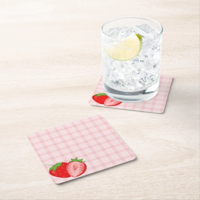 Berry First Birthday Party  Square Paper Coaster (Insitu)