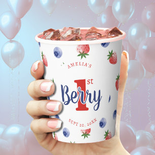 Berry First Birthday Party Strawberry & Blueberry Paper Cups