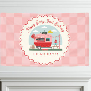 Berry First Birthday Party Strawberry Camper Banner