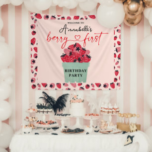 Berry First Birthday Party Strawberry Tapestry