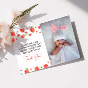 Berry First Birthday Photo Thank You Card
