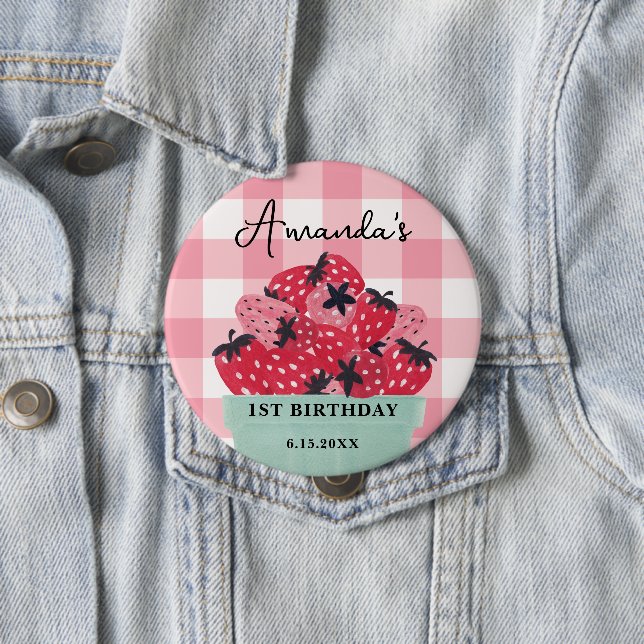 Berry First Birthday Pin - Strawberry (In Situ)