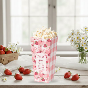 Berry First Birthday Red Gingham Bows Square Favour Box