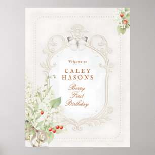 Berry First Birthday Rococo Welcome Sign
