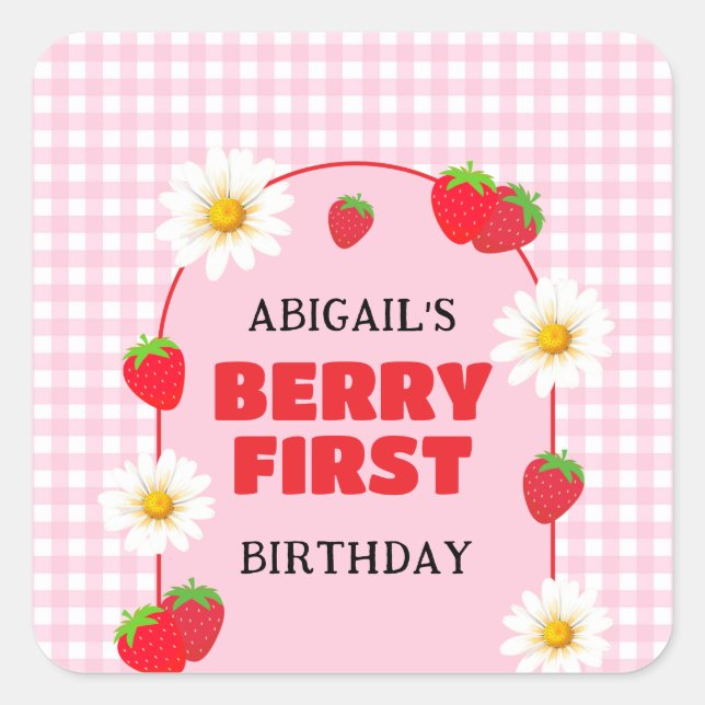BERRY FIRST BIRTHDAY  SQUARE STICKER (Front)