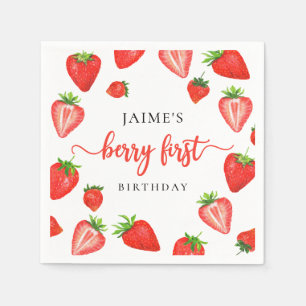 Berry First Birthday Strawberry 1st Birthday Napkin