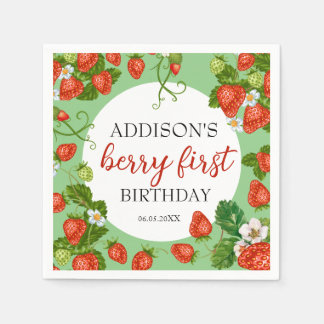 Berry First Birthday Strawberry 1st Birthday Napkin
