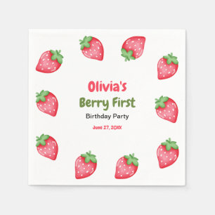 Berry First Birthday Strawberry 1st Birthday  Napkin