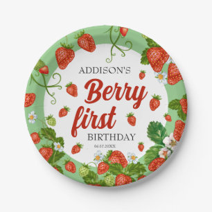 Berry First Birthday Strawberry 1st Birthday Paper Plate