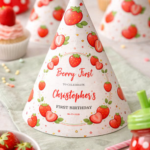 Berry First Birthday   Strawberry 1st Birthday  Party Hat