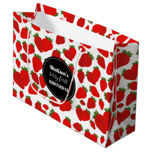 Berry First Birthday Strawberry Birthday Party Large Gift Bag
