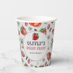 Berry First Birthday Strawberry Birthday Party Paper Cups