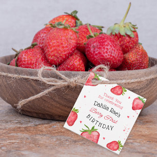 Berry First Birthday Strawberry Favour Tags