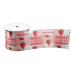 Berry First Birthday Strawberry First 1st Name Satin Ribbon