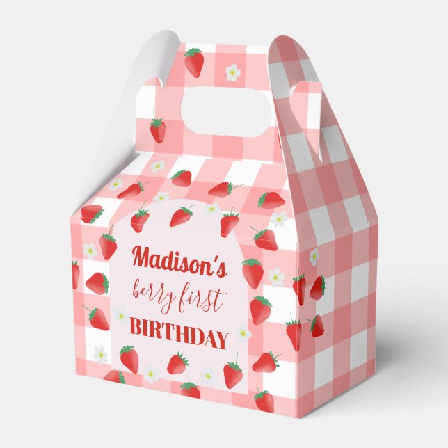 Berry First Birthday Strawberry First 1st Welcome Favour Box (Front Side)
