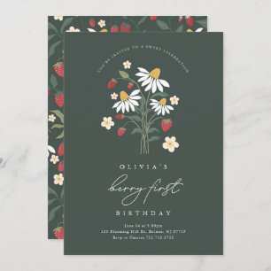 Berry First Birthday Strawberry Invitation