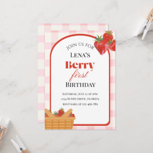 Berry First Birthday Strawberry Invitation