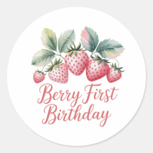 Berry First Birthday Strawberry One Sweet Berry  Classic Round Sticker