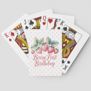 Berry First Birthday Strawberry One Sweet Berry Playing Cards