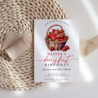Berry First Birthday Strawberry Party Invitation