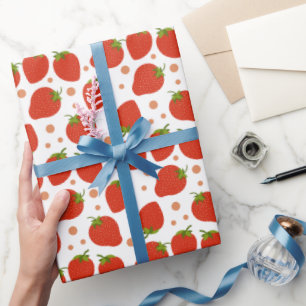 Berry First Birthday Strawberry Pattern Wrapping Paper