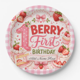 Berry First Birthday Strawberry Shortcake Paper Plate