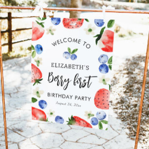 Berry First Birthday Strawberry Welcome Poster