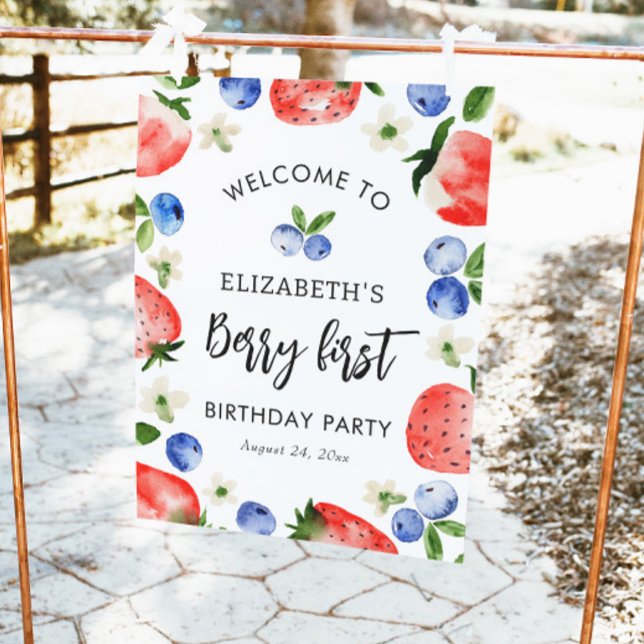 Berry First Birthday Strawberry Welcome Poster (Creator Uploaded)