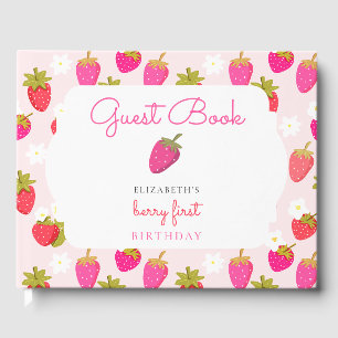 Berry First Birthday Sweet Strawberry Girl Cute Guest Book