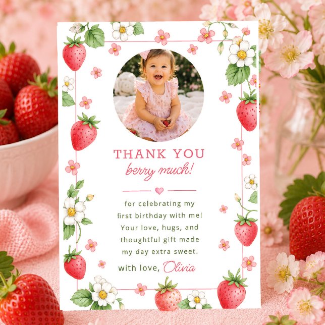 Berry First Birthday Thank You Card (Creator Uploaded)