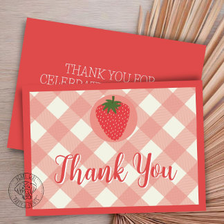 Berry First Birthday Thank You Flat Card