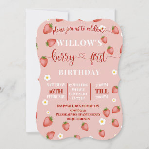 Berry First Birthday Themed Party Invitations
