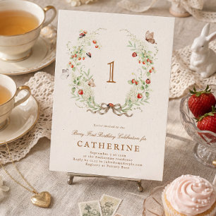 Berry First Birthday Wreath Garden Party Invitation