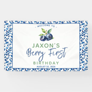 Berry First Blueberry 1st Birthday Party Banner