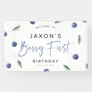 'Berry First' Blueberry 1st Birthday Party Banner
