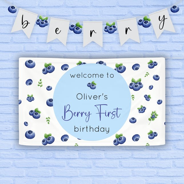 Berry First Blueberry Birthday Banner (Creator Uploaded)